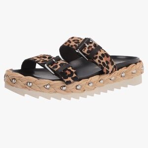 DONALD J PLINER LARABEE leopard hair calf leather sandals